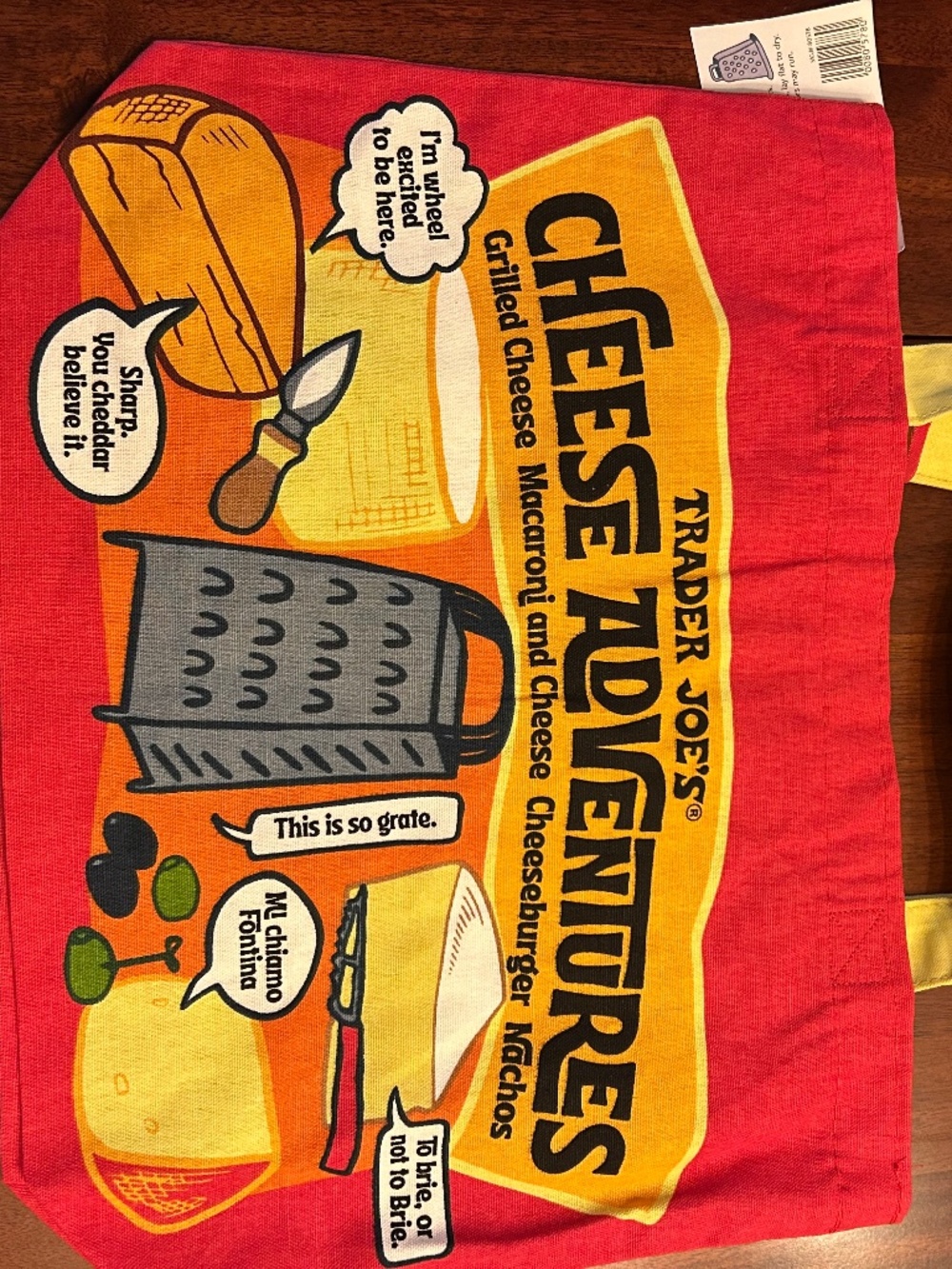 NWT Trader Joe's Cheese Adventures Canvas Tote Bag